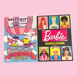 Advanced Coloring Books - Set of 2 - Barbie & Hello Kitty and Friends